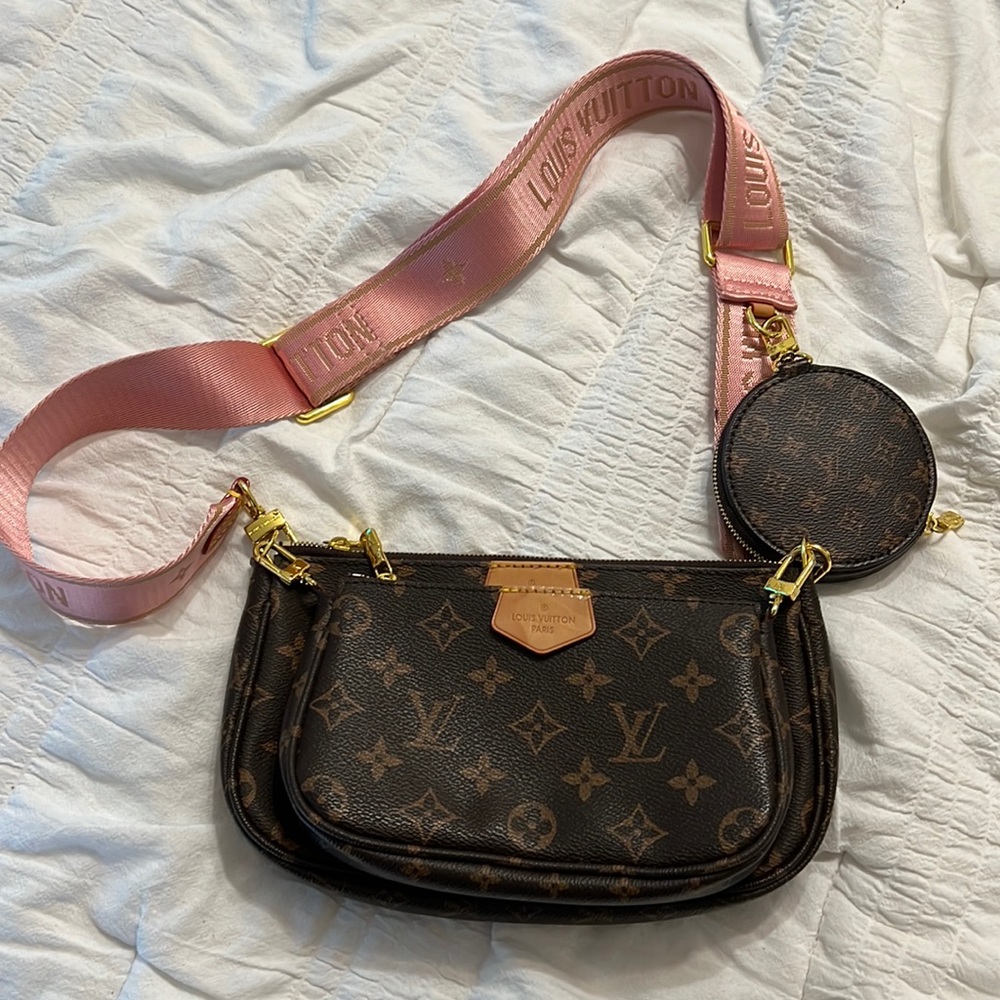 Brown and pink crossbody